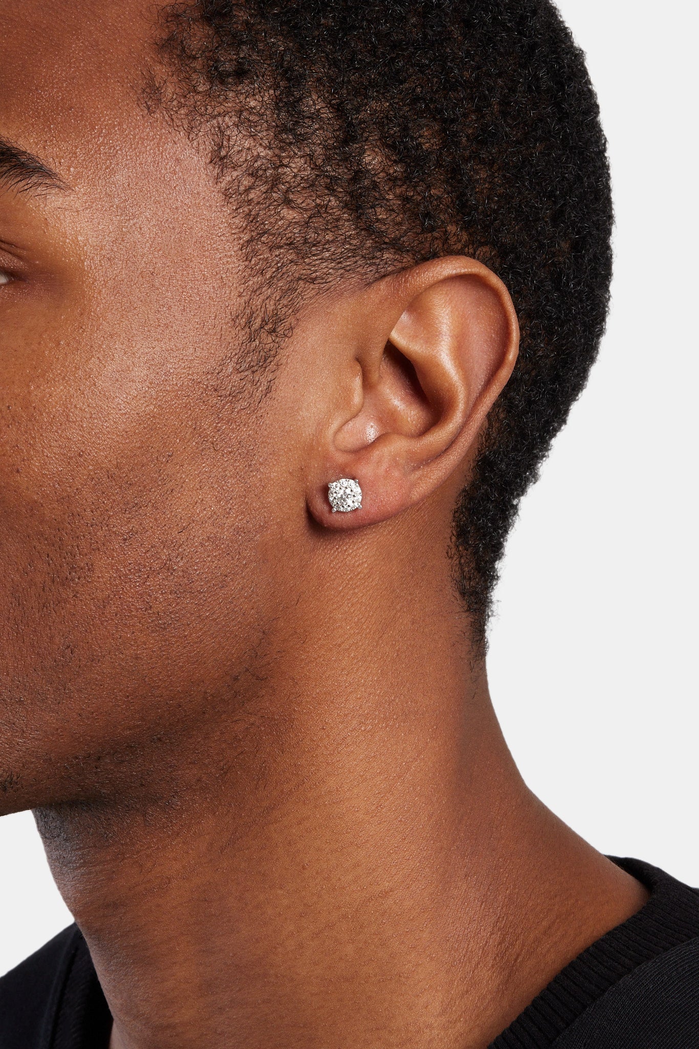 Moissanite Cluster Stud Earrings - 5.5mm - White